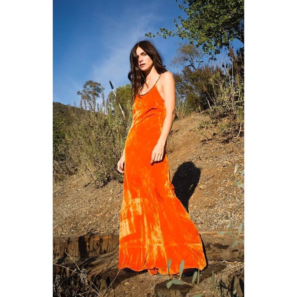 Forte Forte Ambra Velvet Slip Maxi Dress Orange Womens Size 0 US 2